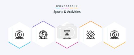 Ilustración de Sports and Activities 25 Line icon pack including game. athletics. skittles. stadium. sport - Imagen libre de derechos