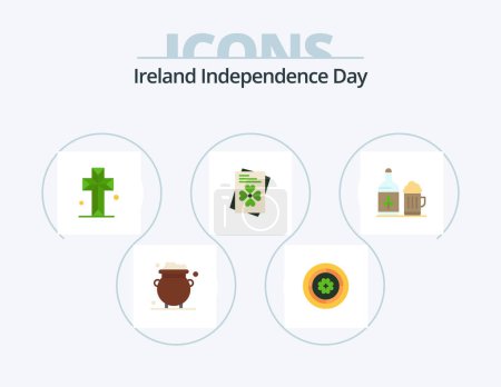 Ilustración de Ireland Independence Day Flat Icon Pack 5 Icon Design. bottle. ireland. sunflower. world. parish - Imagen libre de derechos