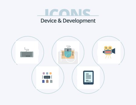Ilustración de Device And Development Flat Icon Pack 5 Icon Design. movi . education. key. hardware. mouse - Imagen libre de derechos