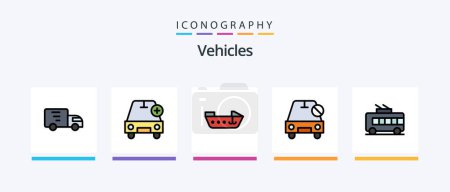Téléchargez les illustrations : Vehicles Line Filled 5 Icon Pack Including car. transport. vehicle. logistics. vehicles. Creative Icons Design - en licence libre de droit