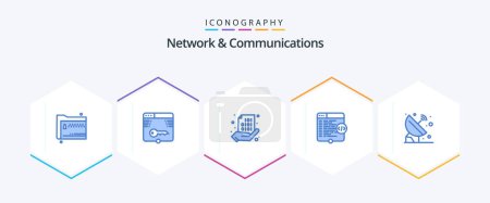 Illustration for Network And Communications 25 Blue icon pack including website. code. form. coding. share - Royalty Free Image