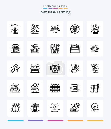 Téléchargez les illustrations : Creative Nature And Farming Pack icône 25 OutLine tels que agriculteur. Eh bien. grandir. l'agriculture. agriculture - en licence libre de droit