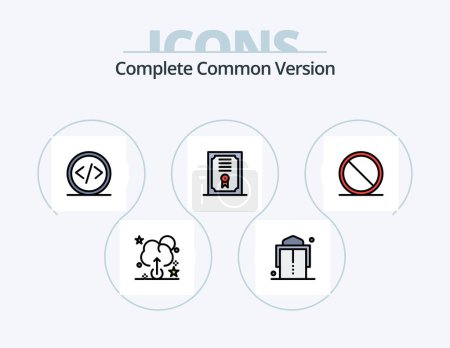 Ilustración de Complete Common Version Line Filled Icon Pack 5 Icon Design. click. drop. bubble. drink. talk - Imagen libre de derechos
