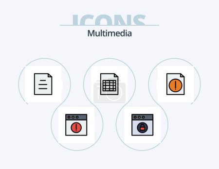 Ilustración de Multimedia Line Filled Icon Pack 5 Icon Design. .. .. lápiz. Búsqueda. aplicación - Imagen libre de derechos