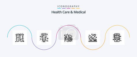 Téléchargez les illustrations : Health Care And Medical Line 5 Icon Pack Including heart. beat. kidneys. clean. toothbrush - en licence libre de droit
