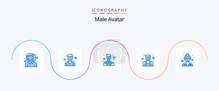 Ilustración de Male Avatar Blue 5 Icon Pack Including worker. builder. attorney. repairman. handyman - Imagen libre de derechos
