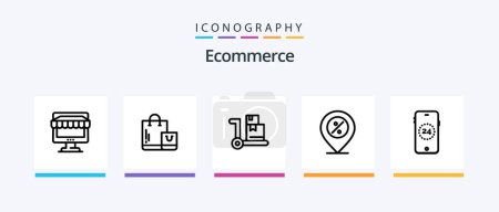 Illustration for Ecommerce Line 5 Icon Pack Including shop. ecommerce. time. shop. ecommerce. Creative Icons Design - Royalty Free Image