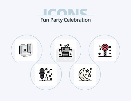 Téléchargez les illustrations : Party Line Filled Icon Pack 5 Icon Design. jewish. party. celebration. dance. celebration - en licence libre de droit