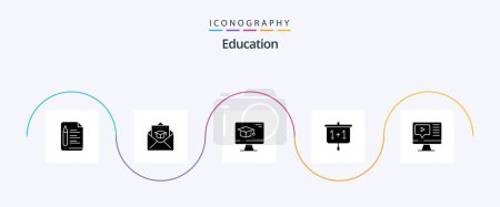 Illustration for Education Glyph 5 Icon Pack Including play. school. computer. presentation. chart - Royalty Free Image