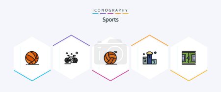Illustration for Sports 25 FilledLine icon pack including won. position. sport. award. sport - Royalty Free Image