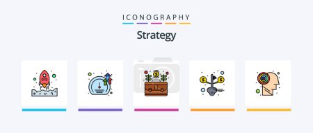 Illustration for Strategy Line Filled 5 Icon Pack Including finish. chart. campaign. strategy.. Creative Icons Design - Royalty Free Image