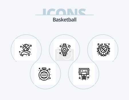 Illustration for Basketball Line Icon Pack 5 Icon Design. score. board. cloth. box. first aid - Royalty Free Image
