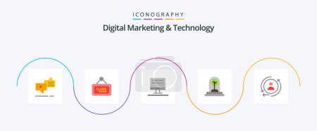 Ilustración de Digital Marketing And Technology Flat 5 Icon Pack Including digital. plant. close. new. business - Imagen libre de derechos