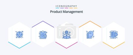 Illustration for Product Management 25 Blue icon pack including gear. scale. gear. thinking. creative - Royalty Free Image