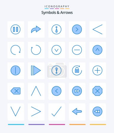 Illustration for Creative Symbols & Arrows 25 Blue icon pack  Such As circle. rotate. circle. clockwise. previous - Royalty Free Image
