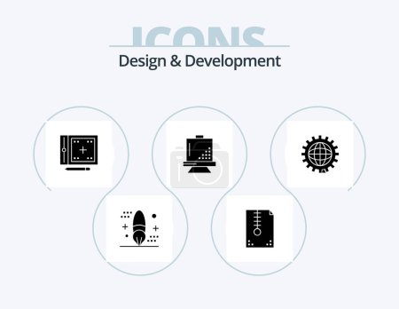 Ilustración de Design and Development Glyph Icon Pack 5 Icon Design. design. board. design. programing. development - Imagen libre de derechos