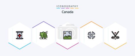 Illustration for Canada 25 FilledLine icon pack including canada. winter. scandinavia. snow flakes. canada - Royalty Free Image