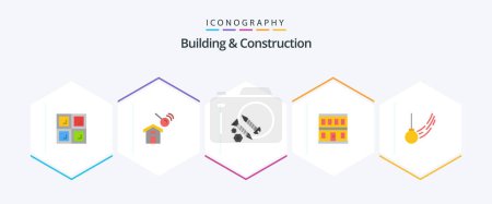 Ilustración de Building And Construction 25 Flat icon pack including swing. building. building. house. construction - Imagen libre de derechos