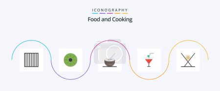Ilustración de Food Flat 5 Icon Pack Including food. drink. coconut. restaurant. drink - Imagen libre de derechos