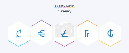 Illustration for Currency 25 Blue icon pack including paraguayan. guarani. blockchain. currency. finance - Royalty Free Image