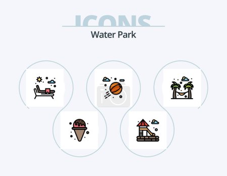 Illustration for Water Park Line Filled Icon Pack 5 Icon Design. . garden. park. park. garden - Royalty Free Image