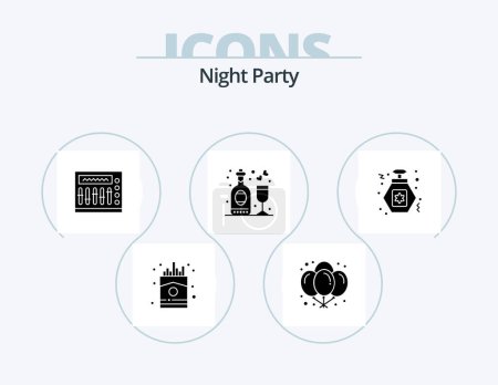 Illustration for Night Party Glyph Icon Pack 5 Icon Design. night. wine. mixer. party. celebration - Royalty Free Image