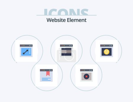 Ilustración de Website Element Flat Icon Pack 5 Icon Design. emotion. website. browser. web. layout - Imagen libre de derechos