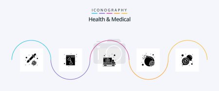 Téléchargez les illustrations : Health And Medical Glyph 5 Icon Pack Including rx. medical. car. bubble. bomb - en licence libre de droit