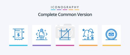Téléchargez les illustrations : Complete Common Version Blue 5 Icon Pack Including download save. cloud. direction. tools. graphic. Creative Icons Design - en licence libre de droit