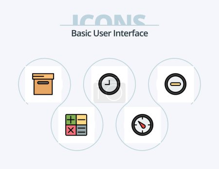 Téléchargez les illustrations : Basic Line Filled Icon Pack 5 Icon Design. . . time. timer. star - en licence libre de droit