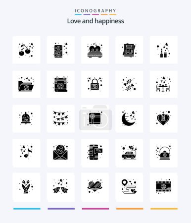 Illustration for Creative Love 25 Glyph Solid Black icon pack  Such As cosmetic. message. bed. love. romance - Royalty Free Image