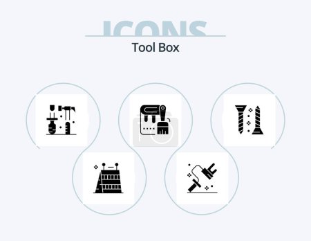 Illustration for Tools Glyph Icon Pack 5 Icon Design. screw. painting. construction. paint. brush - Royalty Free Image