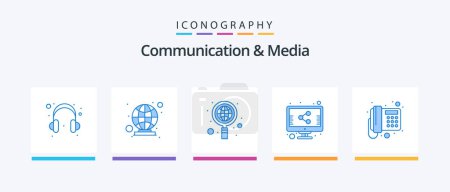 Illustration for Communication And Media Blue 5 Icon Pack Including telephone. home. global. communication. screen. Creative Icons Design - Royalty Free Image