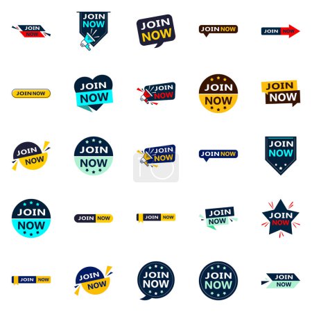 Illustration for 25 Versatile Typographic Banners for promoting joining across platforms - Royalty Free Image