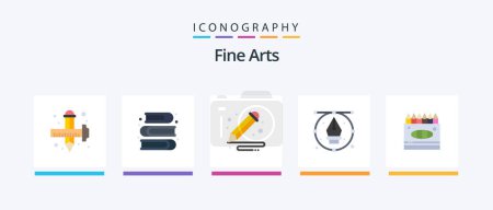 Téléchargez les illustrations : Pack de 5 icônes Fine Arts Flat, crayon compris. dessin. livre. design. Un crayon. Icônes créatives Design - en licence libre de droit