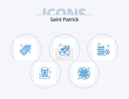 Illustration for Saint Patrick Blue Icon Pack 5 Icon Design. money. ireland. tag. coin. irish - Royalty Free Image