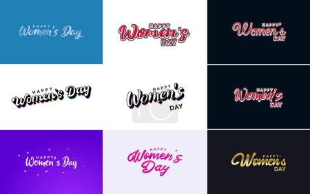 Illustration for Abstract Happy Women's Day logo with a love vector design in pink. red. and black colors - Royalty Free Image