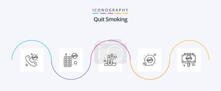 Illustration for Quit Smoking Line 5 Icon Pack Including smoking. lifestyle. cigarette. healthy. smoking - Royalty Free Image