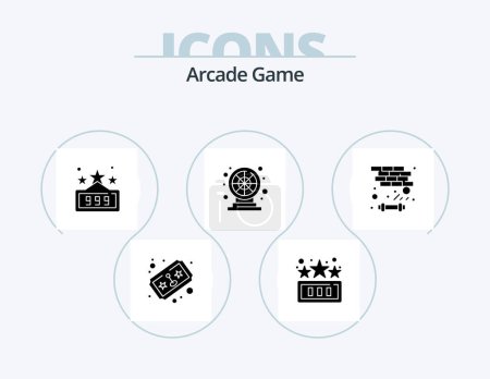 Téléchargez les illustrations : Arcade Glyph Icon Pack 5 Icon Design. game. brick. high score. play. fun - en licence libre de droit