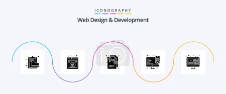 Ilustración de Diseño Web y Desarrollo Glyph 5 Icon Pack Incluyendo web. diseño web. seguridad. web. diseño - Imagen libre de derechos