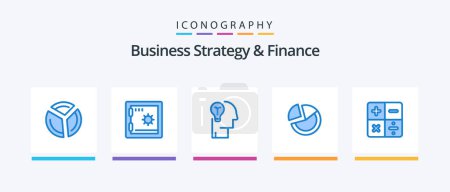 Ilustración de Business Strategy And Finance Blue 5 Icon Pack Including calculate. business. bulb. diagram. pie chart. Creative Icons Design - Imagen libre de derechos