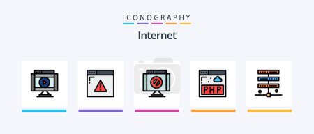 Illustration for Internet Line Filled 5 Icon Pack Including web. internet. internet. video. multimedia. Creative Icons Design - Royalty Free Image