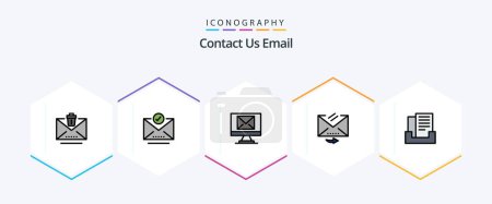 Illustration for Email 25 FilledLine icon pack including box. email. compose. reply. email - Royalty Free Image