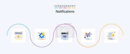 Illustration for Notifications Flat 5 Icon Pack Including file. paper. email. notification. letter - Royalty Free Image