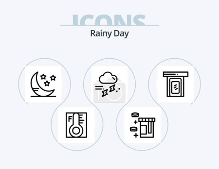 Ilustración de Rainy Line Icon Pack 5 Icon Design. . cloud. temperature - Imagen libre de derechos