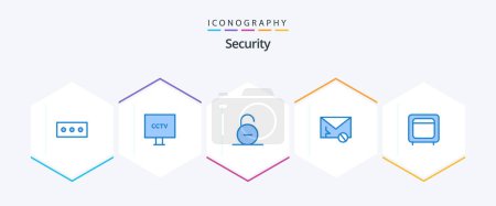 Illustration for Security 25 Blue icon pack including bank. sms. padlock. message. envelope - Royalty Free Image