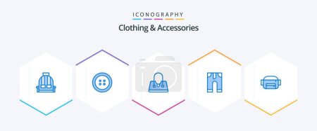 Illustration for Clothing and Accessories 25 Blue icon pack including . . purse. belt. trousers - Royalty Free Image