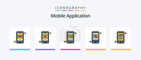 Illustration for Mobile Application Line Filled 5 Icon Pack Including weather. ui. app. essential. app. Creative Icons Design - Royalty Free Image