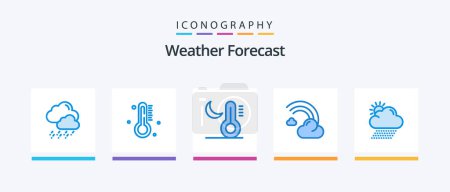 Illustration for Weather Blue 5 Icon Pack Including rain. rain. moon. line. filled. Creative Icons Design - Royalty Free Image