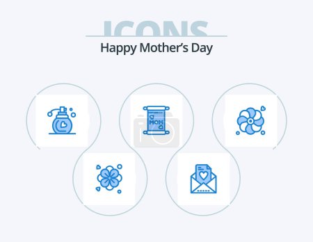 Illustration for Happy Mothers Day Blue Icon Pack 5 Icon Design. . summer. - Royalty Free Image